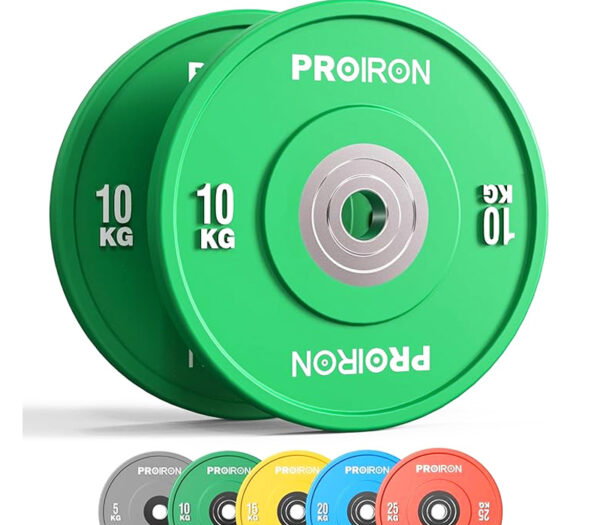 PROIRON Olympic Bumper Plates, 2" Solid Rubber Weight Plates for Barbell Strength Training and Weight Lifting, 5kg 10kg 15kg 20kg 25kg, Single or Pair - Image 5