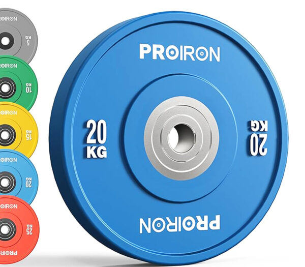 PROIRON Olympic Bumper Plates, 2" Solid Rubber Weight Plates for Barbell Strength Training and Weight Lifting, 5kg 10kg 15kg 20kg 25kg, Single or Pair - Image 3