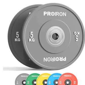 PROIRON Olympic Bumper Plates, 2" Solid Rubber Weight Plates for Barbell Strength Training and Weight Lifting, 5kg 10kg 15kg 20kg 25kg, Single or Pair