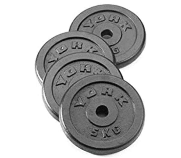 York Fitness Cast Iron Weight Plates fit all standard 1 inch diameter bars - Dumbbell Weights Set Perfect for Bodybuilding Weight Lifting Home Gym Equipment - 4x5 Kilograms, Black - Image 3