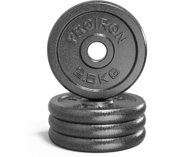 PROIRON Cast Iron Weight Plates 1 Inch Barbell Plates 1.25kg, 2.5kg, 5kg, 10kg Discs in Pair for Lifting and Strength Training, Weights Plates Set for 1’’ Bar - Image 3