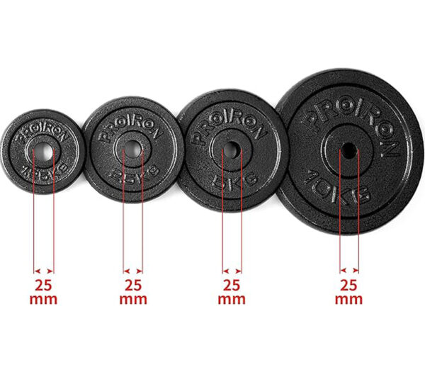 PROIRON Cast Iron Weight Plates 1 Inch Barbell Plates 1.25kg, 2.5kg, 5kg, 10kg Discs in Pair for Lifting and Strength Training, Weights Plates Set for 1’’ Bar