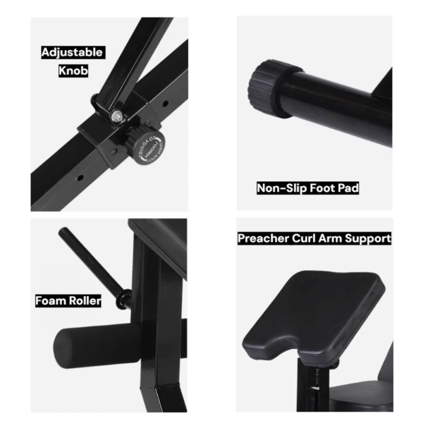 Adjustable Weight Bench with Preacher Curl and Leg Workout (Foldable) - Image 6