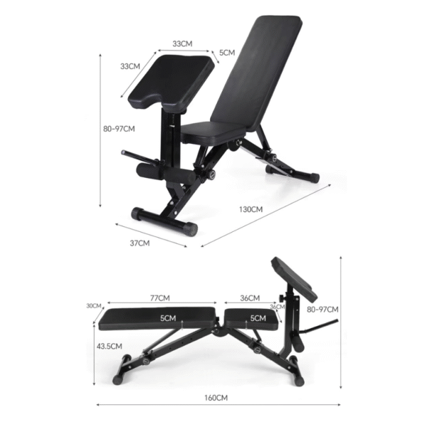 Adjustable Weight Bench with Preacher Curl and Leg Workout (Foldable) - Image 7